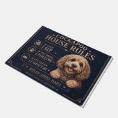 Funny Cockapoo Door Mat House Rules Dog Lover Gift ドアマット (アングル)