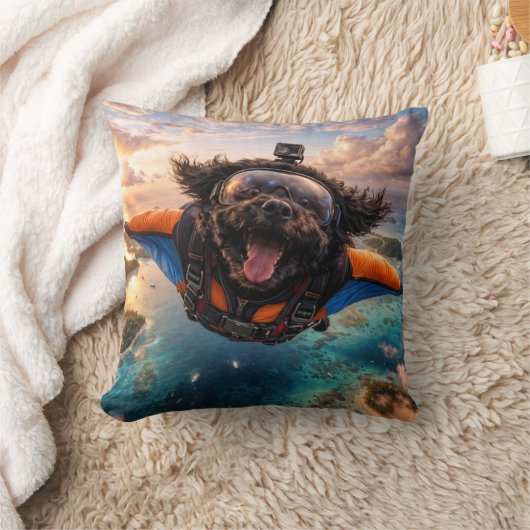 Funny Cockapoo Gift | Flying Dog Cushion クッション (ブランケット)