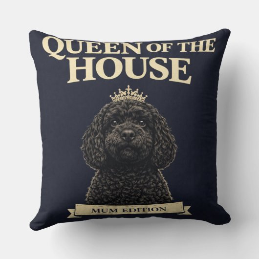 Funny Cockapoo Mum Gift | Queen Of The House クッション (裏面)