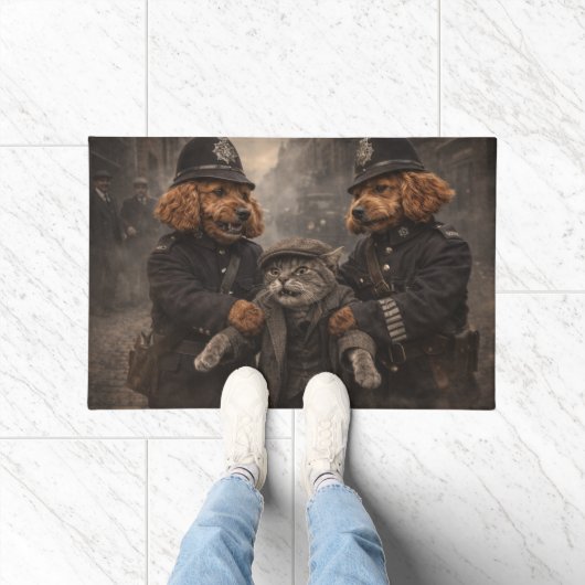 Funny Cockapoo Police Door Mat Dog Lover Gift ドアマット (室内)