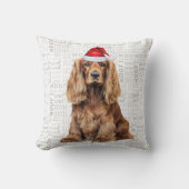Funny Cocker Spaniel Dog Watercolor Christmas クッション (正面)