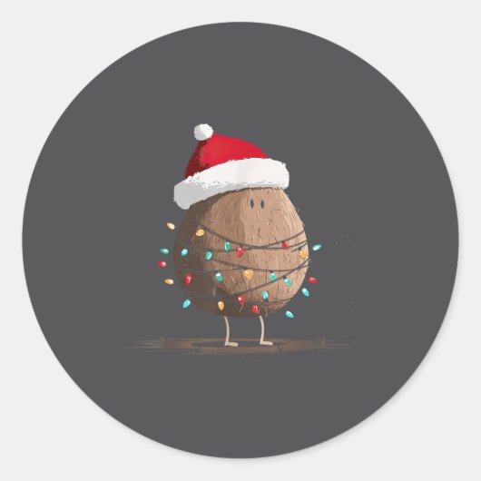 Funny Coconut Christmas Graphics Lights Lover  ラウンドシール (正面)