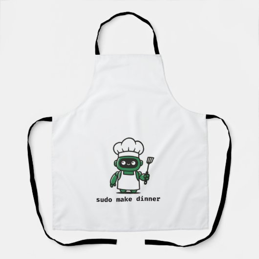Funny Coder Apron — sudo make dinner エプロン (正面)