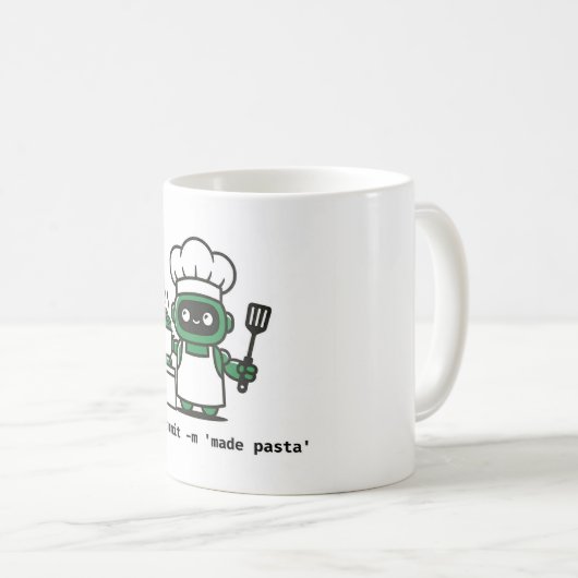 Funny Coder Mug — git commit made pasta コーヒーマグカップ (正面右)