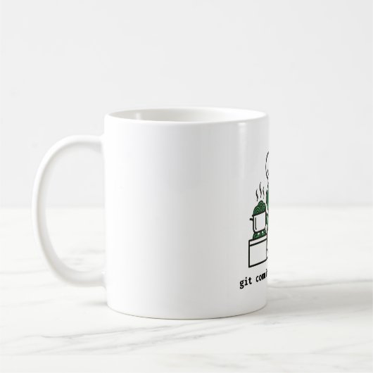 Funny Coder Mug — git commit made pasta コーヒーマグカップ (左)