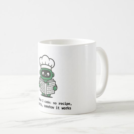 Funny Coder Mug — I Cook Like I Code コーヒーマグカップ (正面右)