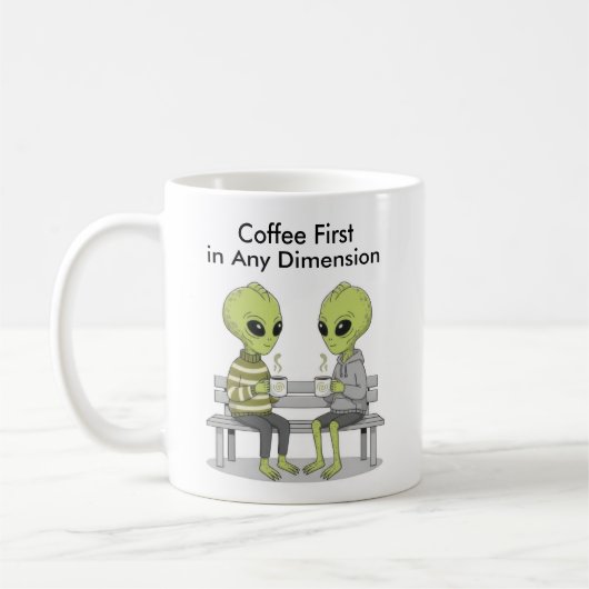 Funny Coffee and Aliens コーヒーマグカップ (左)
