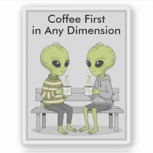 Funny Coffee and Aliens シール (正面)