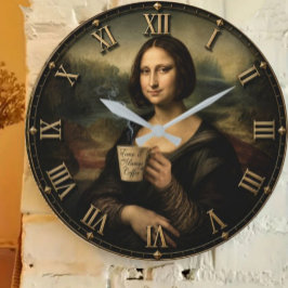 Funny Coffee Break Mona Lisa ラージ壁時計