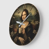 Funny Coffee Break Mona Lisa ラージ壁時計 (傾斜)