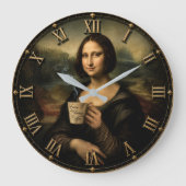 Funny Coffee Break Mona Lisa ラージ壁時計 (正面)