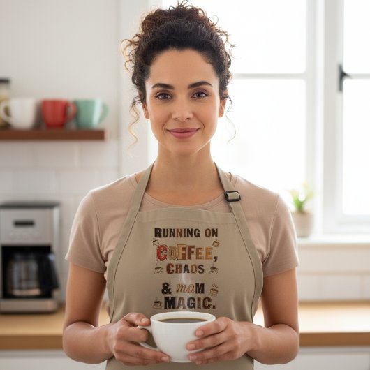 Funny Coffee Chaos & Mom Magic ロングエプロン