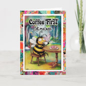 Funny Coffee Humor Bee Card カード (正面)
