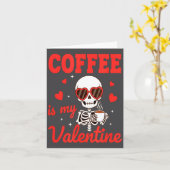Funny Coffee Is My Valentine Caffeine Lover Retro  カード (黄色い花)