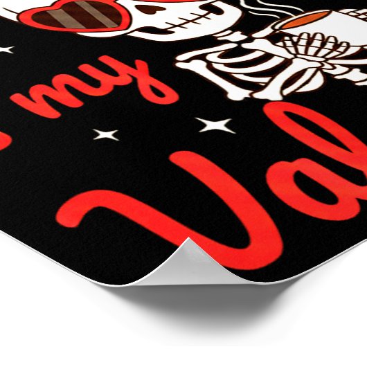 Funny Coffee Is My Valentine Caffeine Lover Retro  ポスター (角)