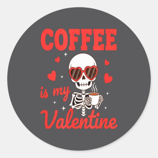 Funny Coffee Is My Valentine Caffeine Lover Retro  ラウンドシール (正面)