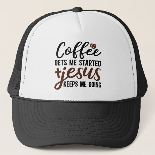 Funny coffee Jesus word art  キャップ (正面)