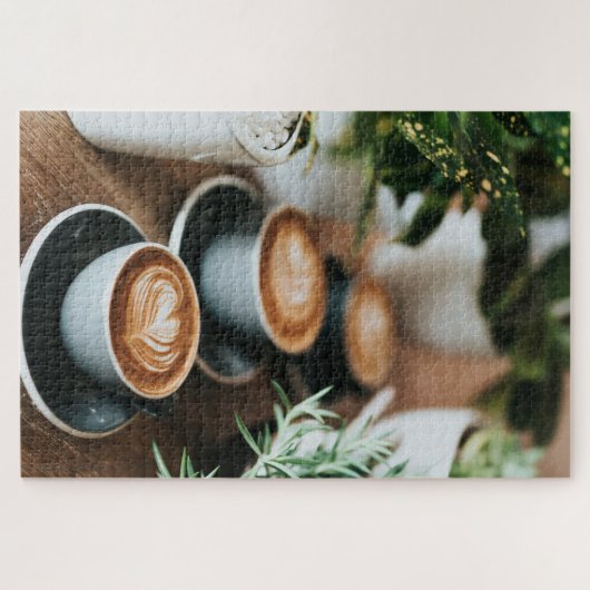 Funny Coffee Lover Programmer Cat Design ジグソーパズル (横)