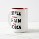 Funny Coffee Makes Brain Work Gooder ツートーンマグカップ (正面左)