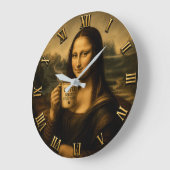 Funny Coffee Mona Lisa ラージ壁時計 (傾斜)