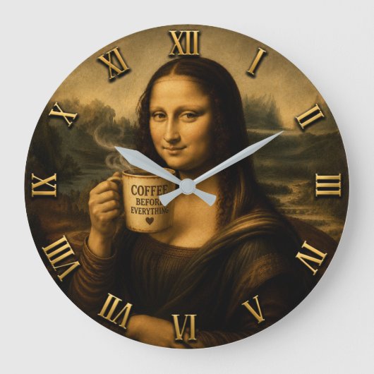 Funny Coffee Mona Lisa ラージ壁時計 (正面)