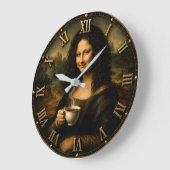 Funny Coffee Mona Lisa ラージ壁時計 (傾斜)