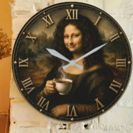 Funny Coffee Mona Lisa ラージ壁時計
