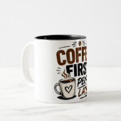 Funny Coffee Mug – Coffee First People Later – Cut ツートーンマグカップ (正面左)