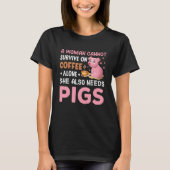 Funny coffee pigs word art  tシャツ (正面)