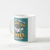 Funny Coffee Quote Mug – "The Best Part of Wakin’  コーヒーマグカップ (正面左)