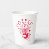 Funny Coffee Soulmate Skeleton Red Hearts 紙コップ (裏面)