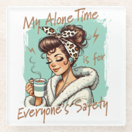 Funny Coffee Time Girl in the Morning ガラスコースター