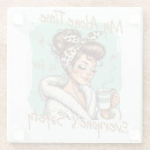 Funny Coffee Time Girl in the Morning ガラスコースター (裏面)