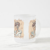 Funny Coffee Time Girl in the Morning フロストグラスマグカップ (正面右)