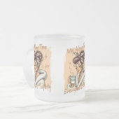 Funny Coffee Time Girl in the Morning フロストグラスマグカップ (正面左)