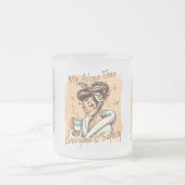 Funny Coffee Time Girl in the Morning フロストグラスマグカップ (中央)