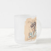 Funny Coffee Time Girl in the Morning フロストグラスマグカップ (正面右)