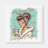 Funny Coffee Time Girl in the Morning Teal マグネット (正面)