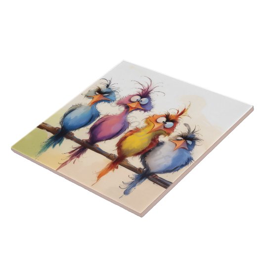 Funny colorful birds  タイル (側面)