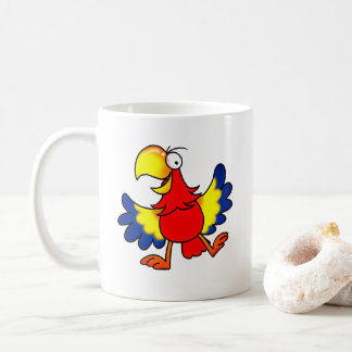 Funny Colorful Cartoon Parrot Bird コーヒーマグカップ