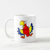 Funny Colorful Cartoon Parrot Bird コーヒーマグカップ (左)