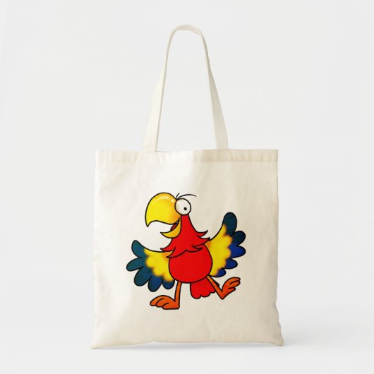 Funny Colorful Cartoon Parrot Bird トートバッグ (正面)