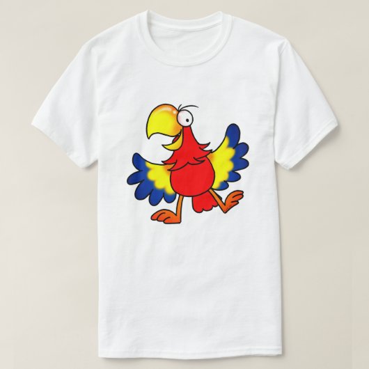 Funny Colorful Cartoon Parrot Bird Tシャツ (デザイン正面)