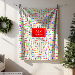 Funny colorful Christmas lettering holiday blanket フリースブランケット
