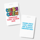 Funny Colorful Cousin Crew Family Reunion  バッジ (正面＆裏面)