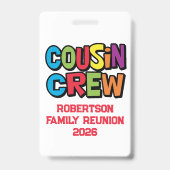 Funny Colorful Cousin Crew Family Reunion  バッジ (正面)