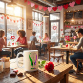 Funny, Colorful, Cute, Cartoon Valentine Heart コーヒーマグカップ