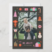 Funny Colorful Frame Family Christmas Photo シーズンカード (正面)