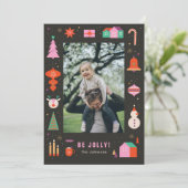 Funny Colorful Frame Family Christmas Photo シーズンカード (スタンド正面)