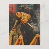 Funny Colorful Smoking Mantis Surreal ポストカード (正面)